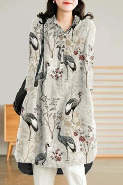 Jade Blue-Flower Linen Shirt Dress - Y2K Summer, 90s Grunge, Retro Style, Y2K Party Outfit