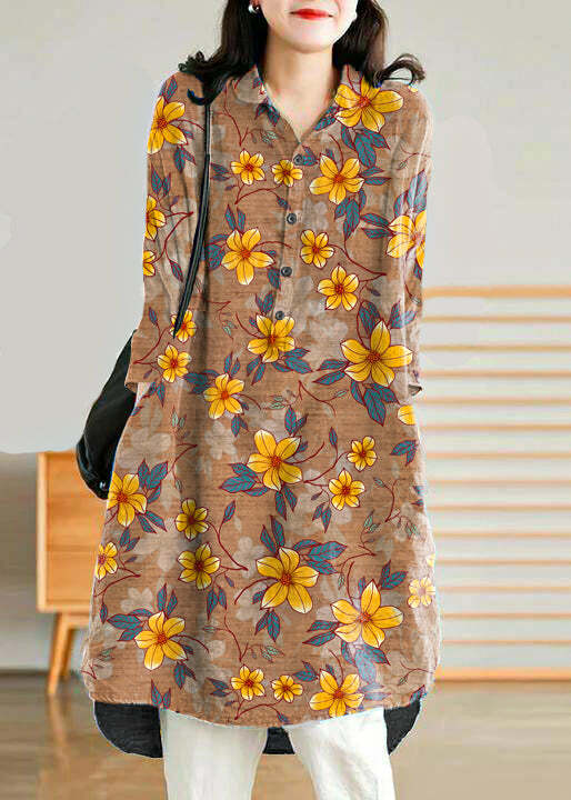 Jade Blue-Flower Linen Shirt Dress - Y2K Summer, 90s Grunge, Retro Style, Y2K Party Outfit