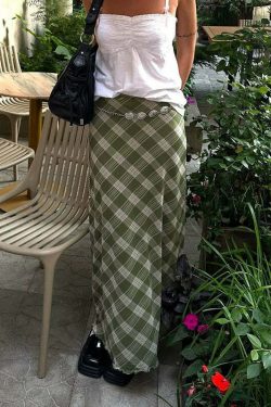 Jailey Plaid Maxi Skirt - Y2K Summer Grunge, 90s Retro, Pastel Goth, Y2K Party & Club