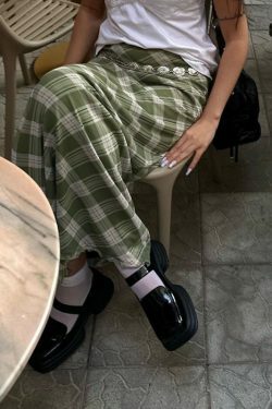 Jailey Plaid Maxi Skirt - Y2K Summer Grunge, 90s Retro, Pastel Goth, Y2K Party & Club