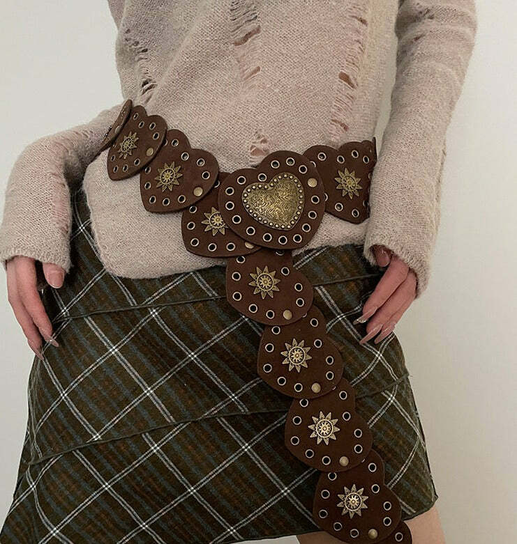 Janice Retro Heart Belt - Y2K Grunge, 90s Fashion, Gothic Y2K, Pastel Goth, Y2K Party