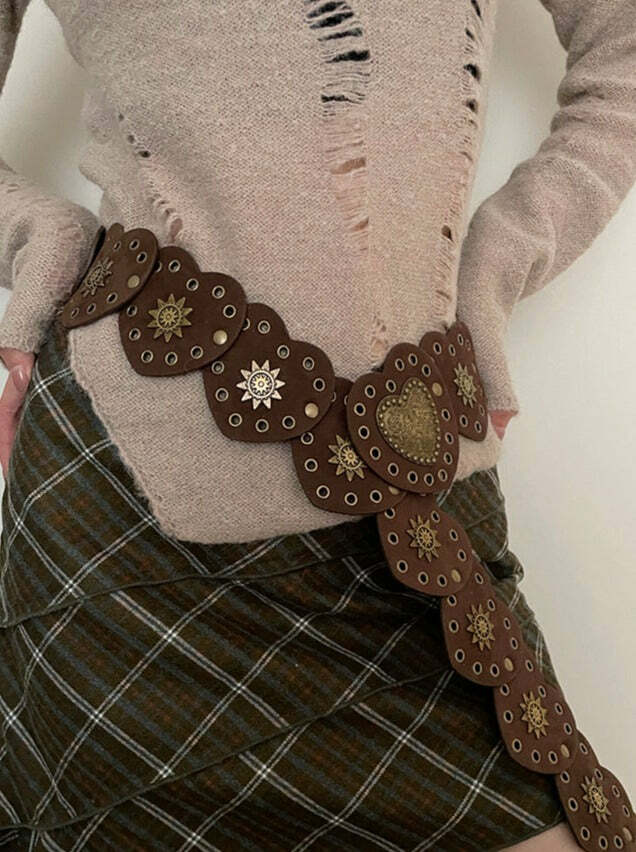 Janice Retro Heart Belt - Y2K Grunge, 90s Fashion, Gothic Y2K, Pastel Goth, Y2K Party