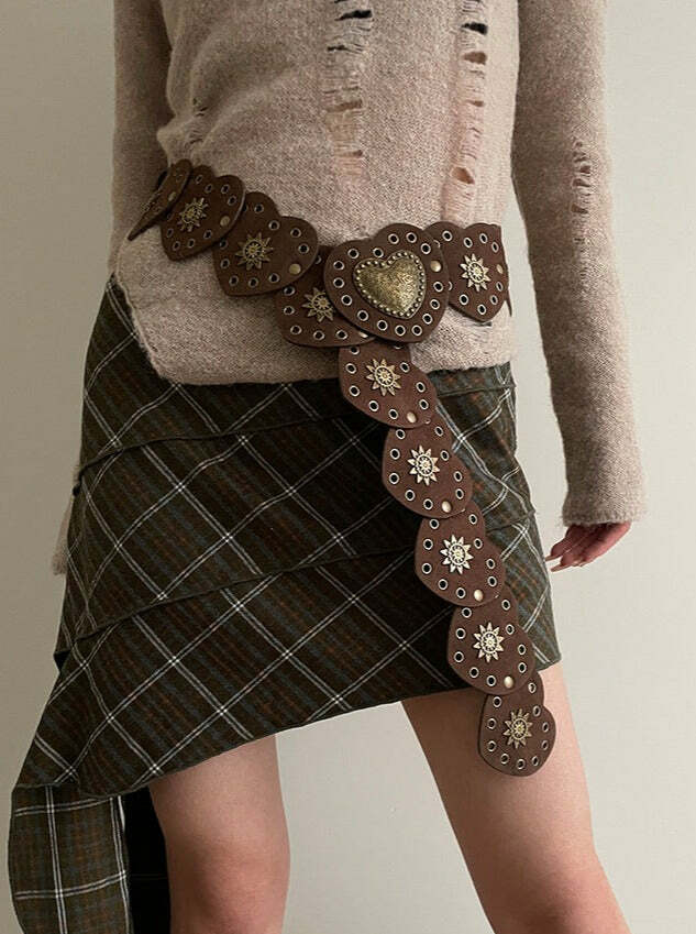 Janice Retro Heart Belt - Y2K Grunge, 90s Fashion, Gothic Y2K, Pastel Goth, Y2K Party