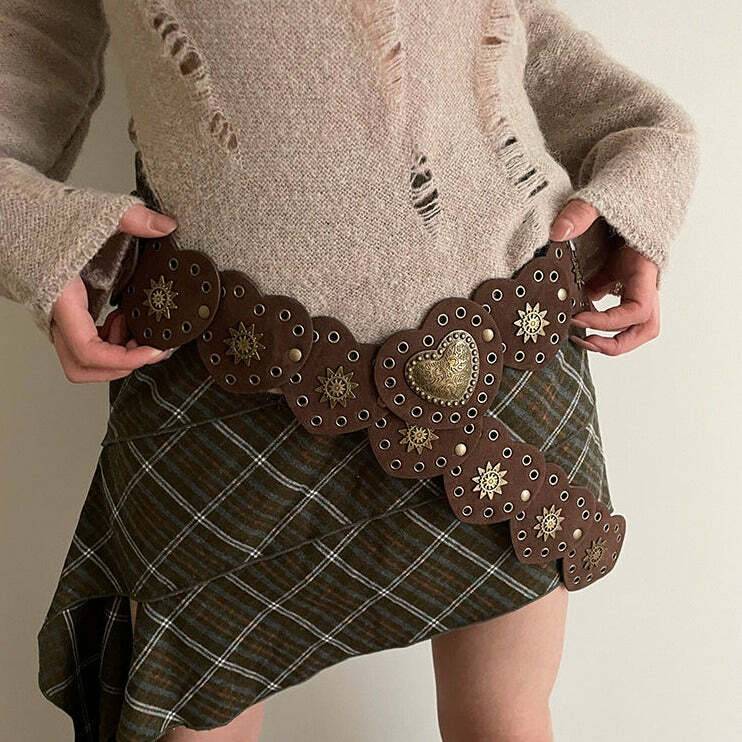 Janice Retro Heart Belt - Y2K Grunge, 90s Fashion, Gothic Y2K, Pastel Goth, Y2K Party