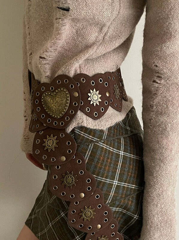 Janice Retro Heart Belt - Y2K Grunge, 90s Fashion, Gothic Y2K, Pastel Goth, Y2K Party