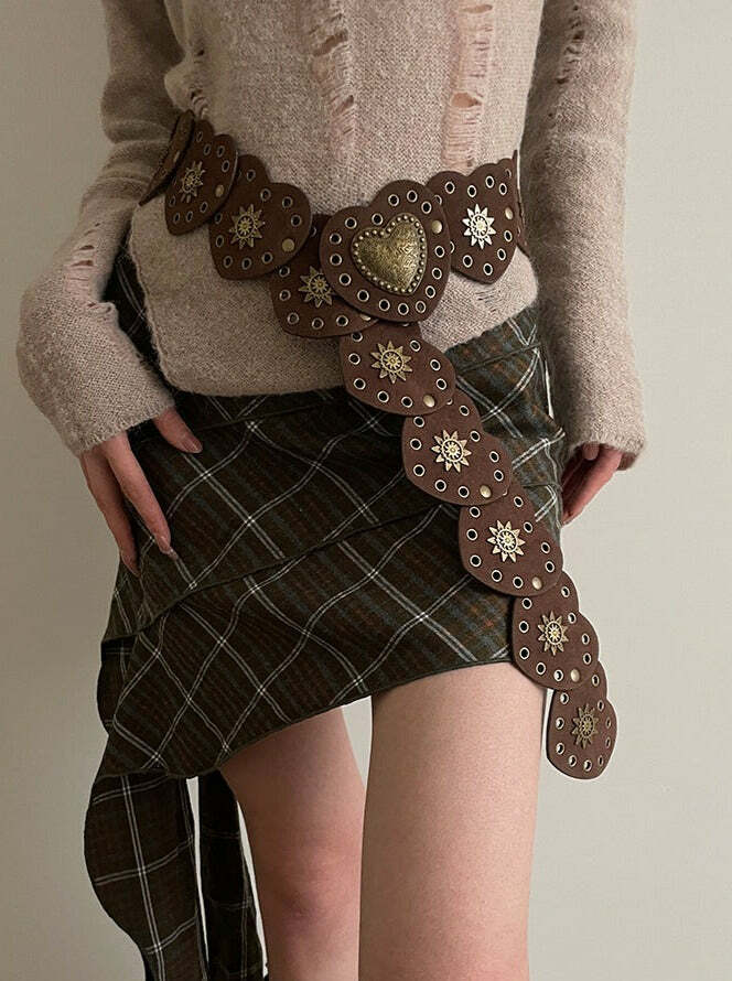 Janice Retro Heart Belt - Y2K Grunge, 90s Fashion, Gothic Y2K, Pastel Goth, Y2K Party