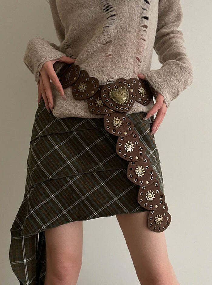 Janice Retro Heart Belt - Y2K Grunge, 90s Fashion, Gothic Y2K, Pastel Goth, Y2K Party