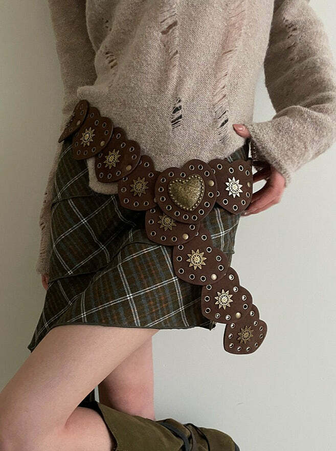 Janice Retro Heart Belt - Y2K Grunge, 90s Fashion, Gothic Y2K, Pastel Goth, Y2K Party