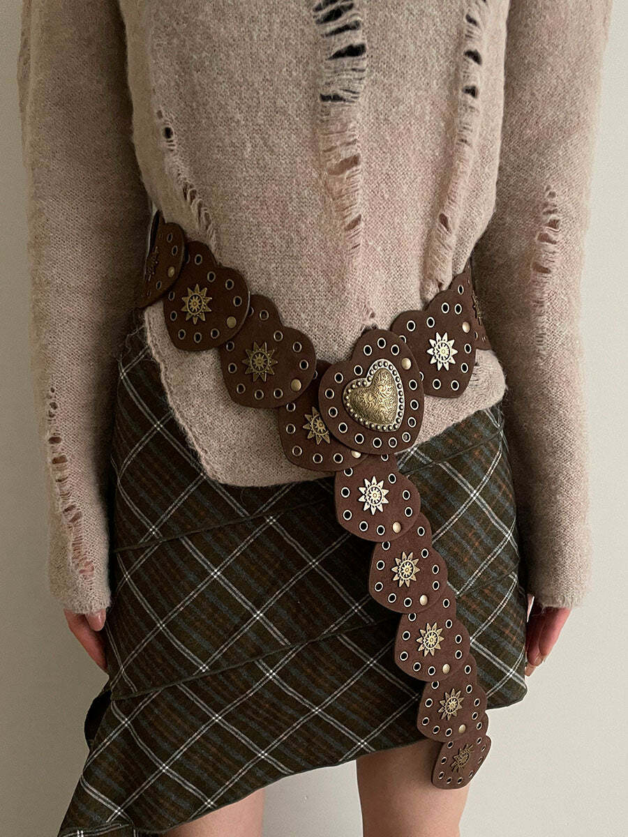 Janice Retro Heart Belt - Y2K Grunge, 90s Fashion, Gothic Y2K, Pastel Goth, Y2K Party