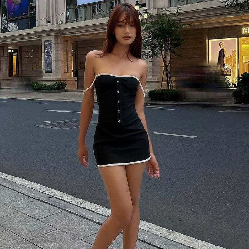 Jaslin Mini Dress - Y2K Summer Grunge Outfit, 90s Fashion, Retro Style, Pastel Goth Vibes