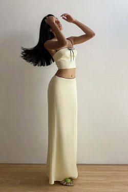 Jaycee Satin Maxi Skirt Set - Y2K Summer, 90s Fashion, Grunge, Retro, Pastel Goth Outfits