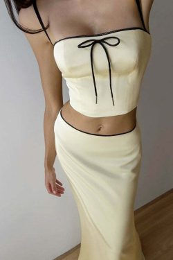 Jaycee Satin Maxi Skirt Set - Y2K Summer, 90s Fashion, Grunge, Retro, Pastel Goth Outfits