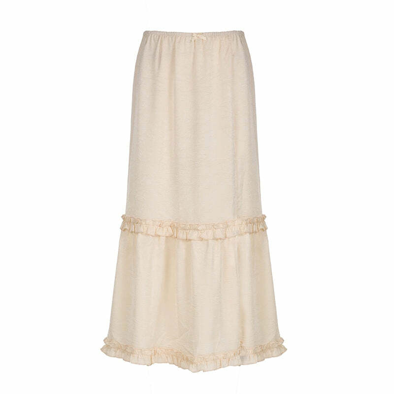 Jaylei Satin Midi Skirt - Y2K Summer, 90s Fashion, Grunge, Retro, Pastel Goth, Y2K Party