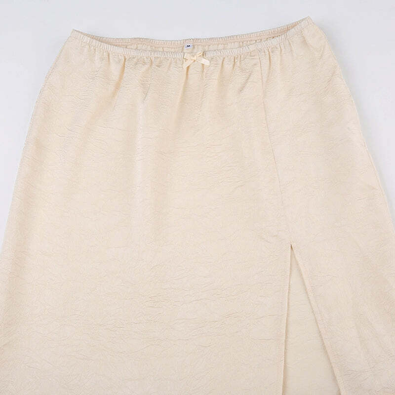 Jaylei Satin Midi Skirt - Y2K Summer, 90s Fashion, Grunge, Retro, Pastel Goth, Y2K Party
