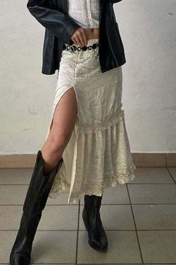 Jaylei Satin Midi Skirt - Y2K Summer, 90s Fashion, Grunge, Retro, Pastel Goth, Y2K Party