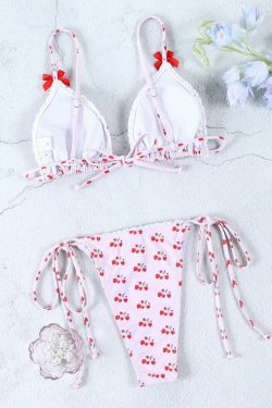 Jayne Cherry Print Bikini Set - Y2K Summer Outfits, 90s Fashion, Grunge, Retro Style
