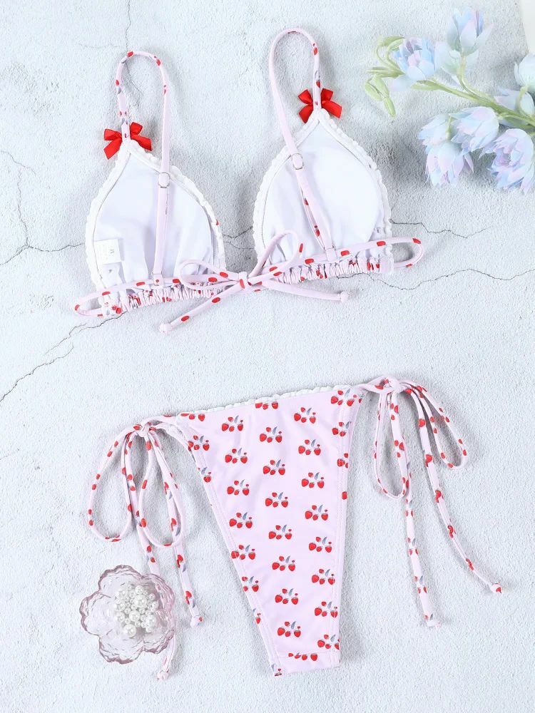 Jayne Cherry Print Bikini Set - Y2K Summer Outfits, 90s Fashion, Grunge, Retro Style