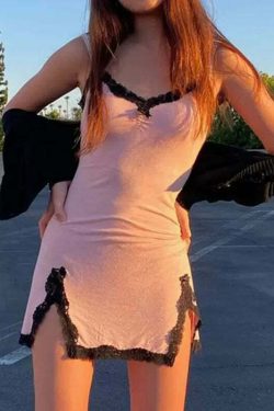 Jazelle Mini Dress with Lace Detail - Y2K Summer Outfit, 90s Fashion, Grunge, Retro Style