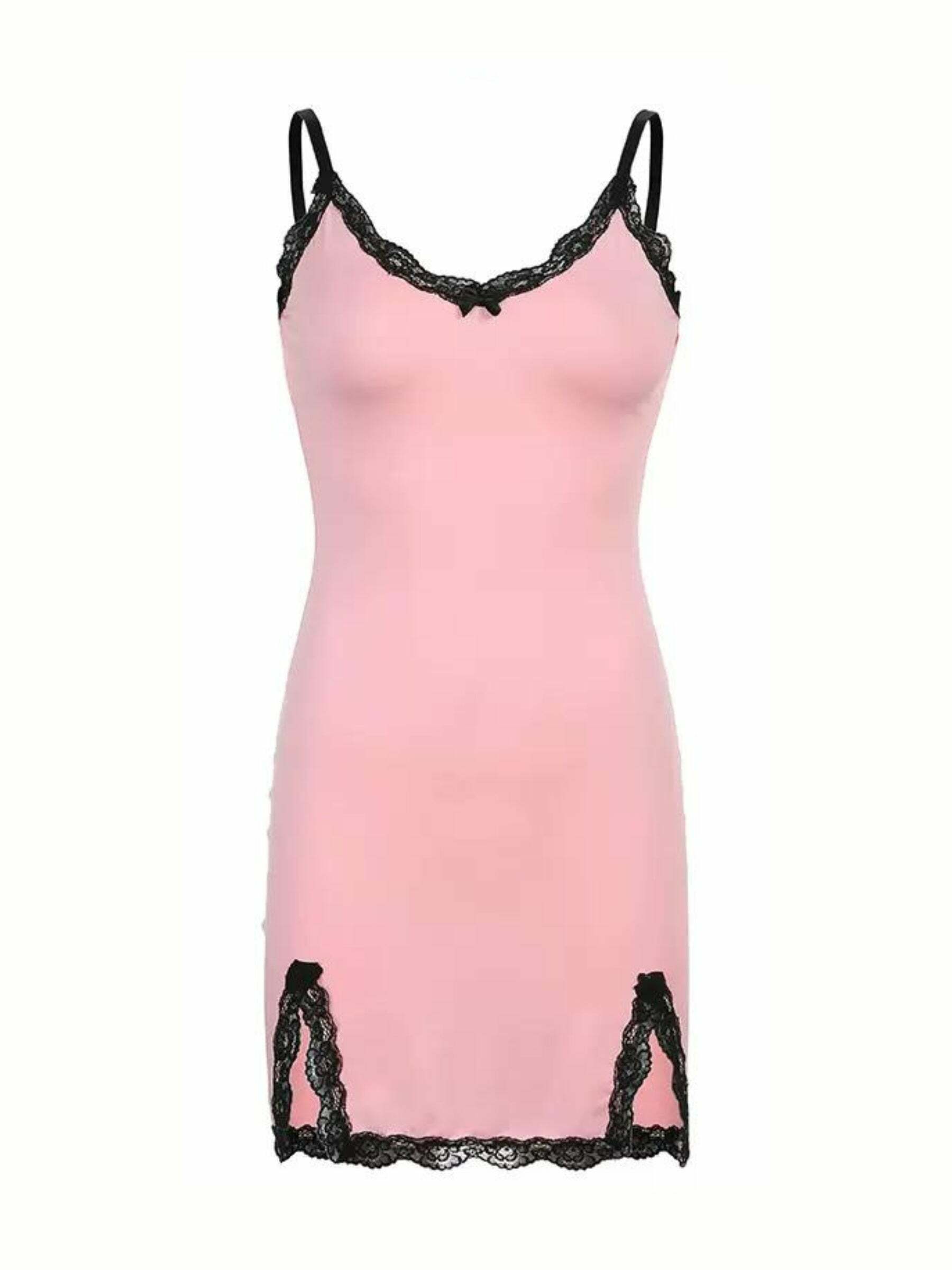 Jazelle Mini Dress with Lace Detail - Y2K Summer Outfit, 90s Fashion, Grunge, Retro Style