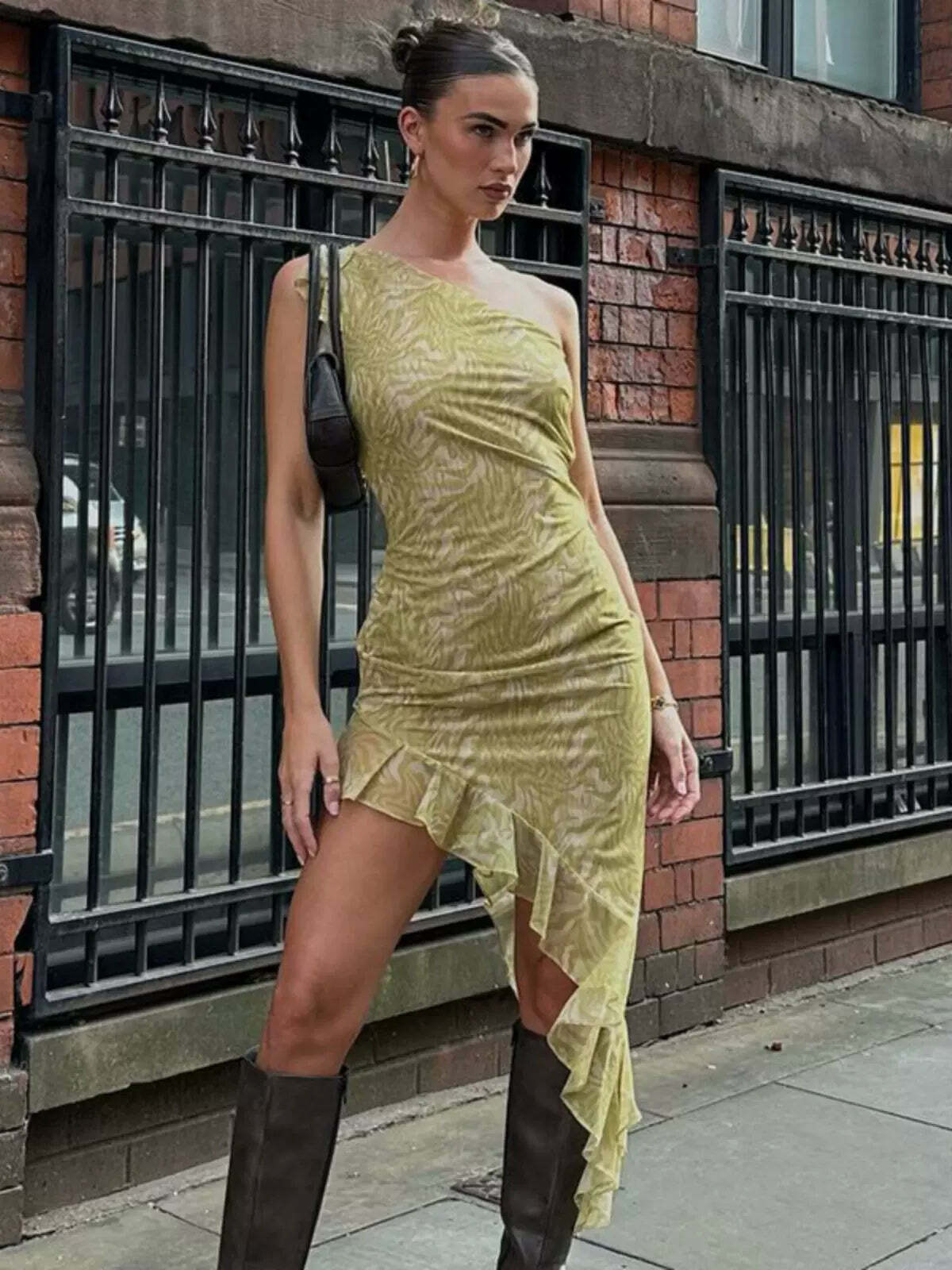 Jenasis Asymmetric Midi Dress - Y2K Summer, 90s Fashion, Grunge, Retro, Pastel Goth, Party Outfit