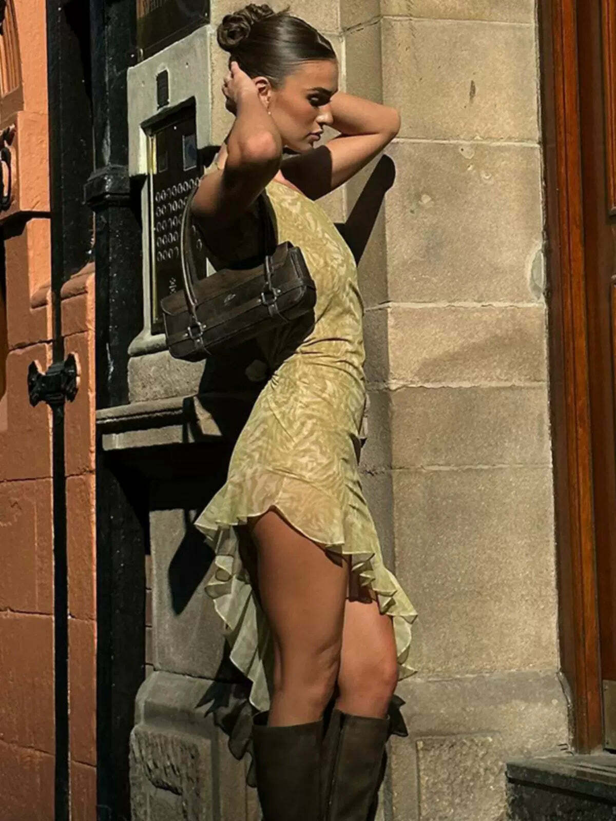 Jenasis Asymmetric Midi Dress - Y2K Summer, 90s Fashion, Grunge, Retro, Pastel Goth, Party Outfit