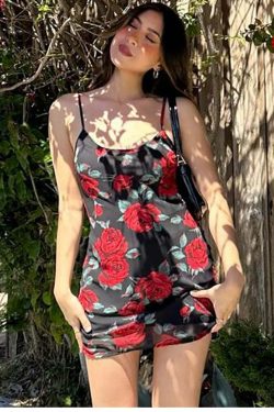 Jenaya Rose Print Mesh Mini Dress - Y2K Summer Outfit, 90s Fashion, Grunge, Retro Style
