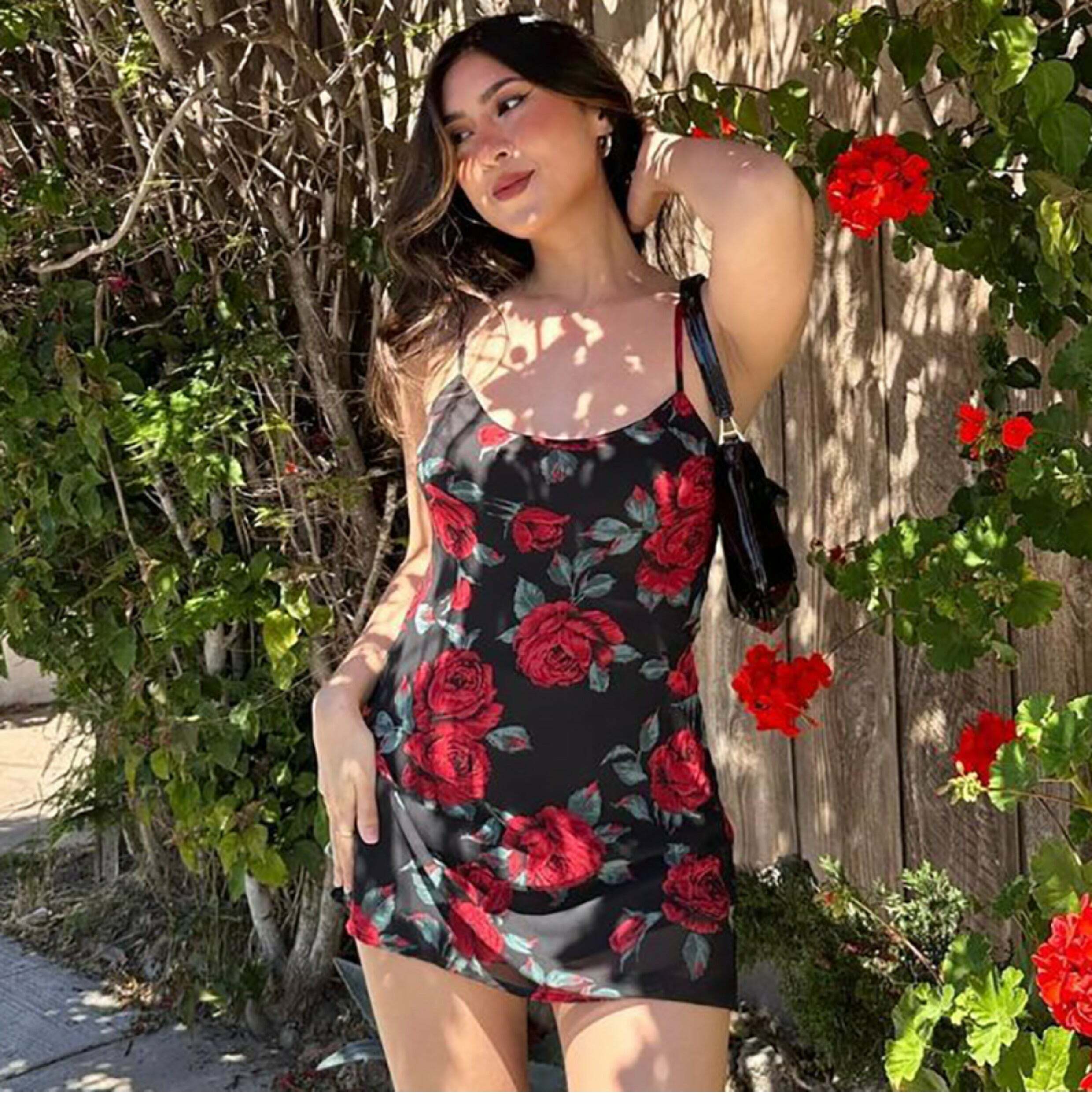 Jenaya Rose Print Mesh Mini Dress - Y2K Summer Outfit, 90s Fashion, Grunge, Retro Style