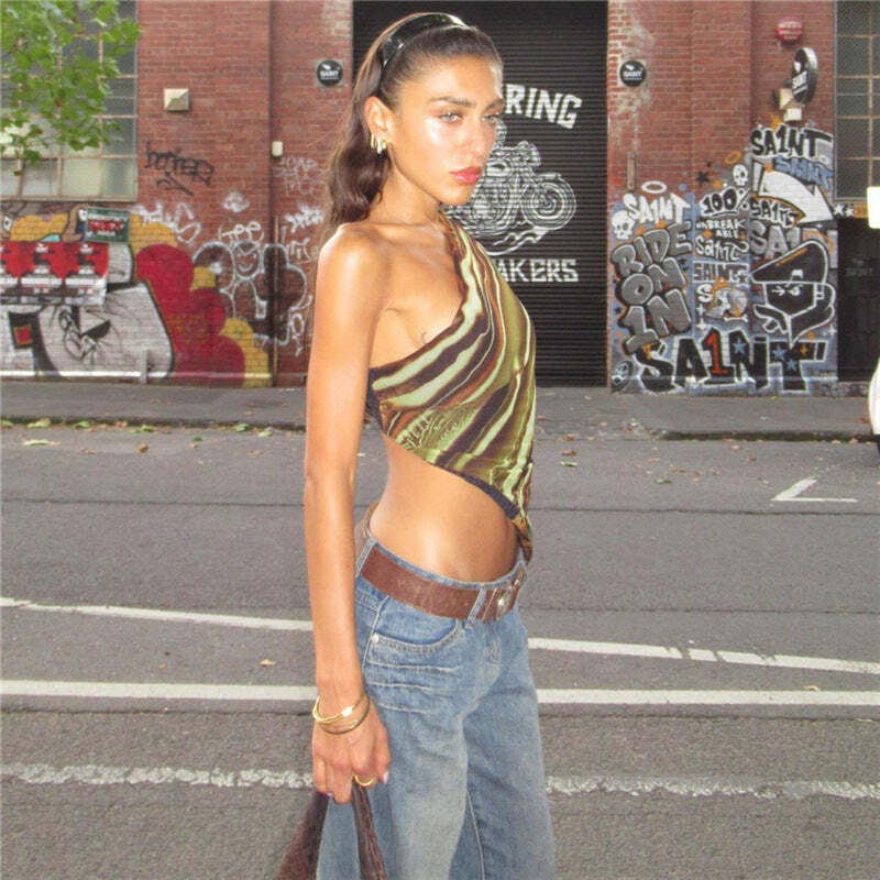 Jennie One Shoulder Top - Y2K Summer Grunge, 90s Retro, Pastel Goth, Y2K Party & Club Outfits