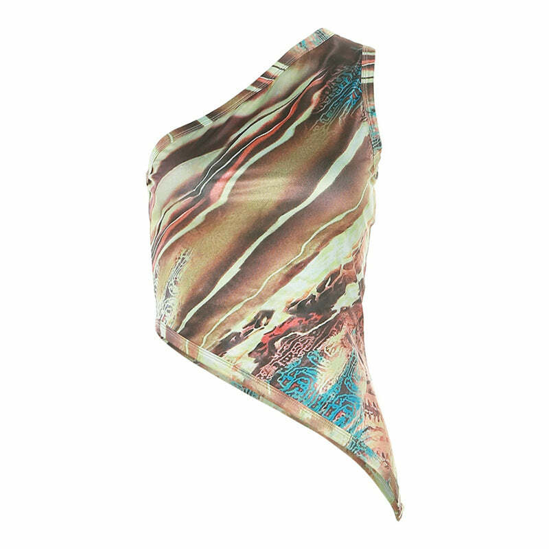 Jennie One Shoulder Top - Y2K Summer Grunge, 90s Retro, Pastel Goth, Y2K Party & Club Outfits