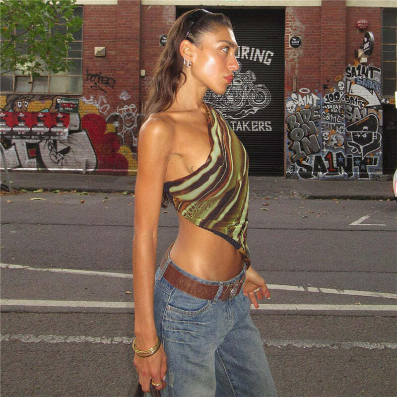 Jennie One Shoulder Top - Y2K Summer Grunge, 90s Retro, Pastel Goth, Y2K Party & Club Outfits