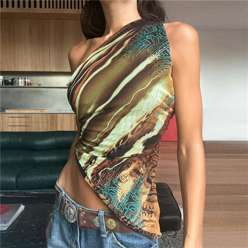 Jennie One Shoulder Top - Y2K Summer Grunge, 90s Retro, Pastel Goth, Y2K Party & Club Outfits