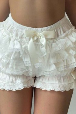 Jentry Multi-Layer Lace Ruffle Shorts - Y2K Summer, 90s Grunge, Retro, Pastel Goth, Y2K