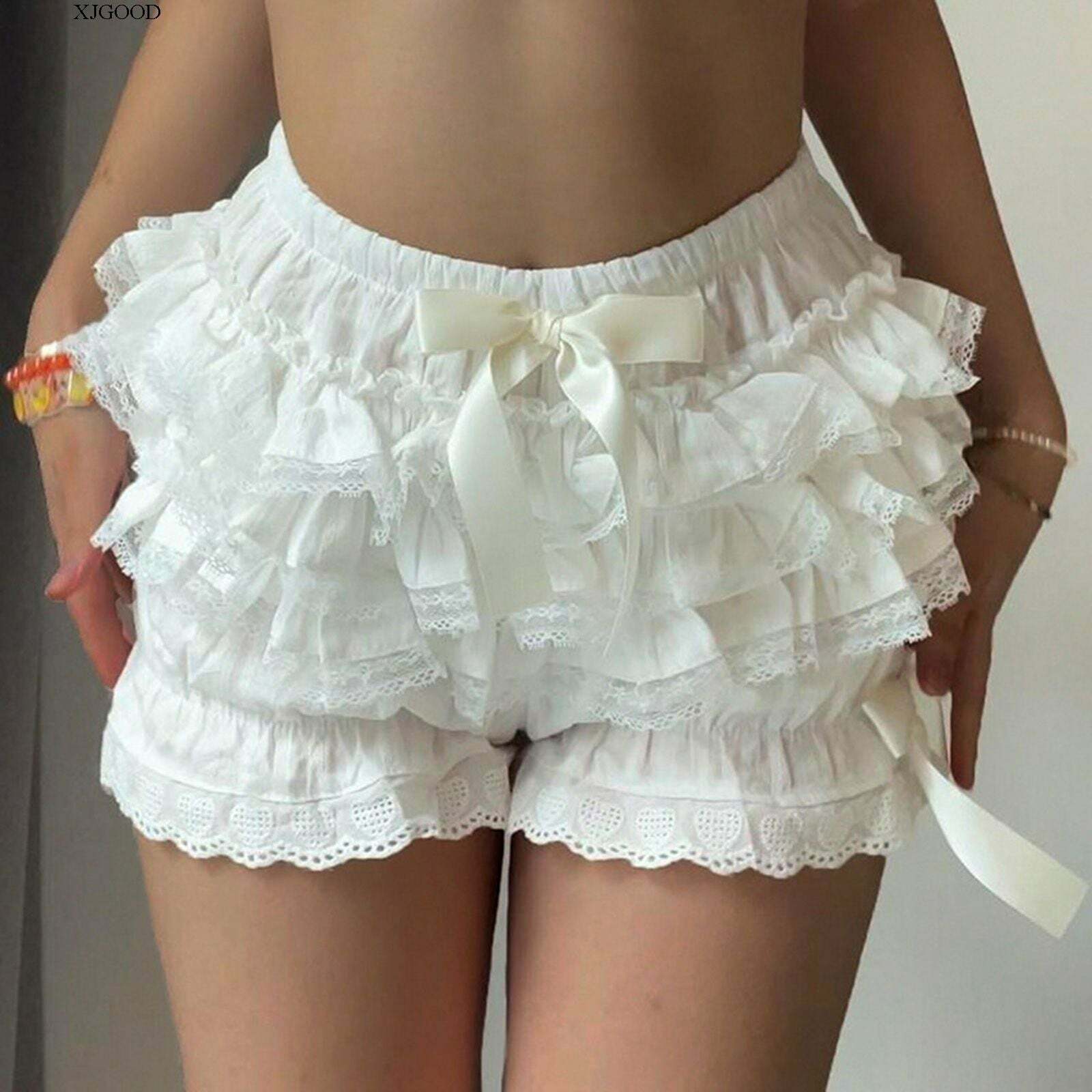 Jentry Multi-Layer Lace Ruffle Shorts - Y2K Summer, 90s Grunge, Retro, Pastel Goth, Y2K
