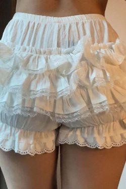 Jentry Multi-Layer Lace Ruffle Shorts - Y2K Summer, 90s Grunge, Retro, Pastel Goth, Y2K