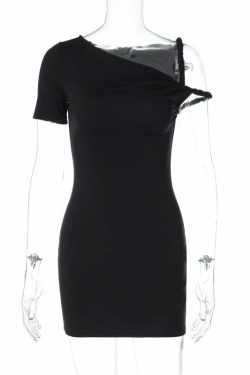Jessa One Shoulder Mini Dress - Y2K Summer Outfit, 90s Fashion, Grunge, Retro Style, Y2K Party Look
