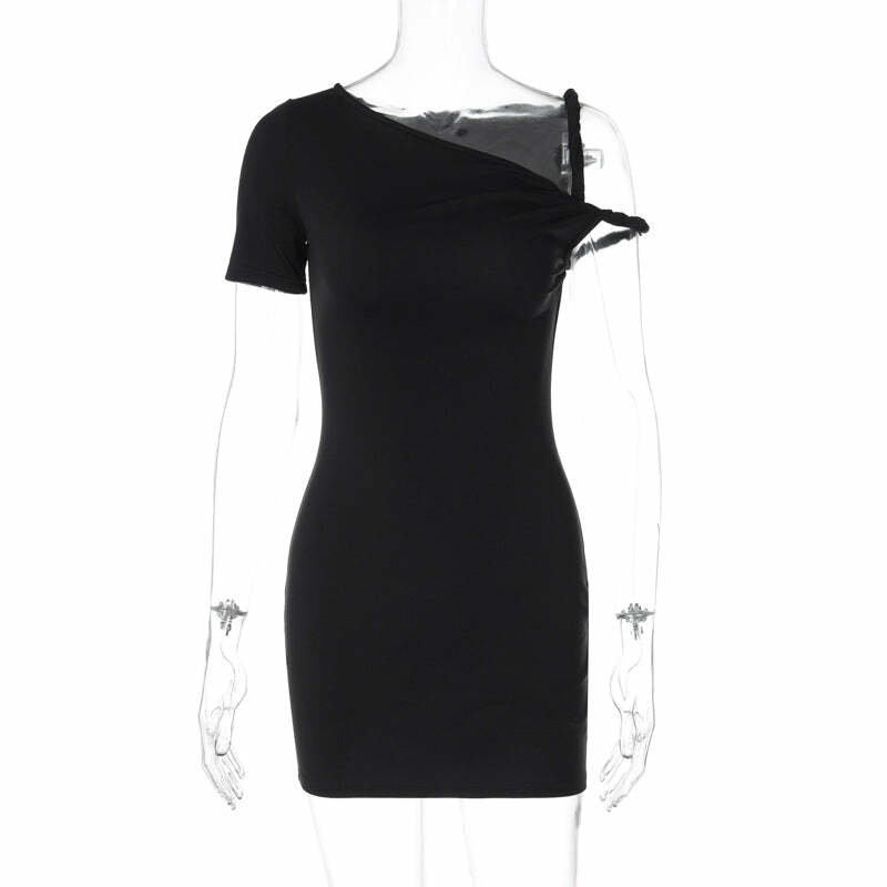 Jessa One Shoulder Mini Dress - Y2K Summer Outfit, 90s Fashion, Grunge, Retro Style, Y2K Party Look