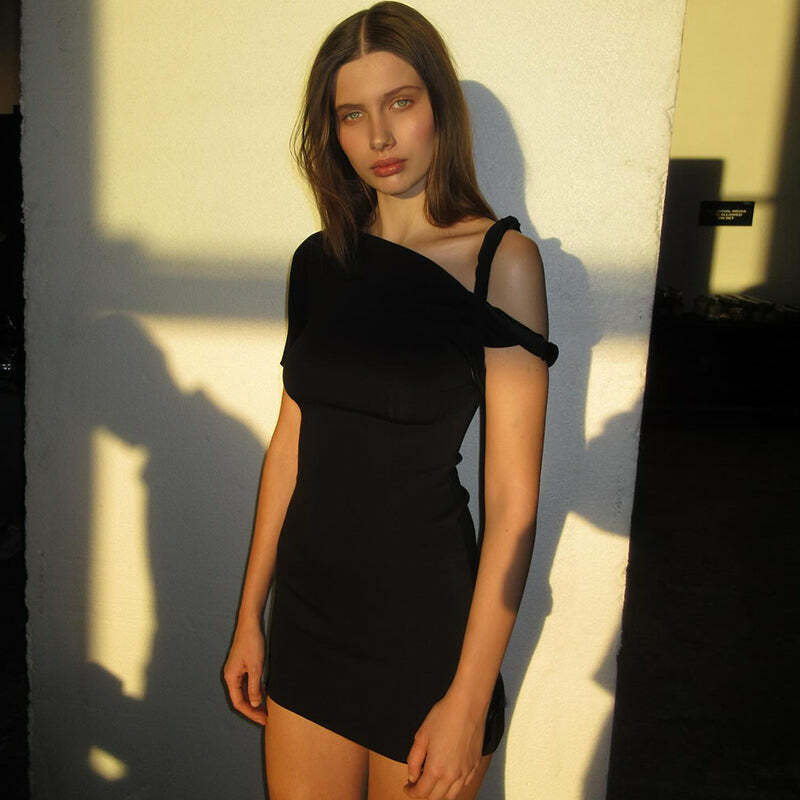 Jessa One Shoulder Mini Dress - Y2K Summer Outfit, 90s Fashion, Grunge, Retro Style, Y2K Party Look