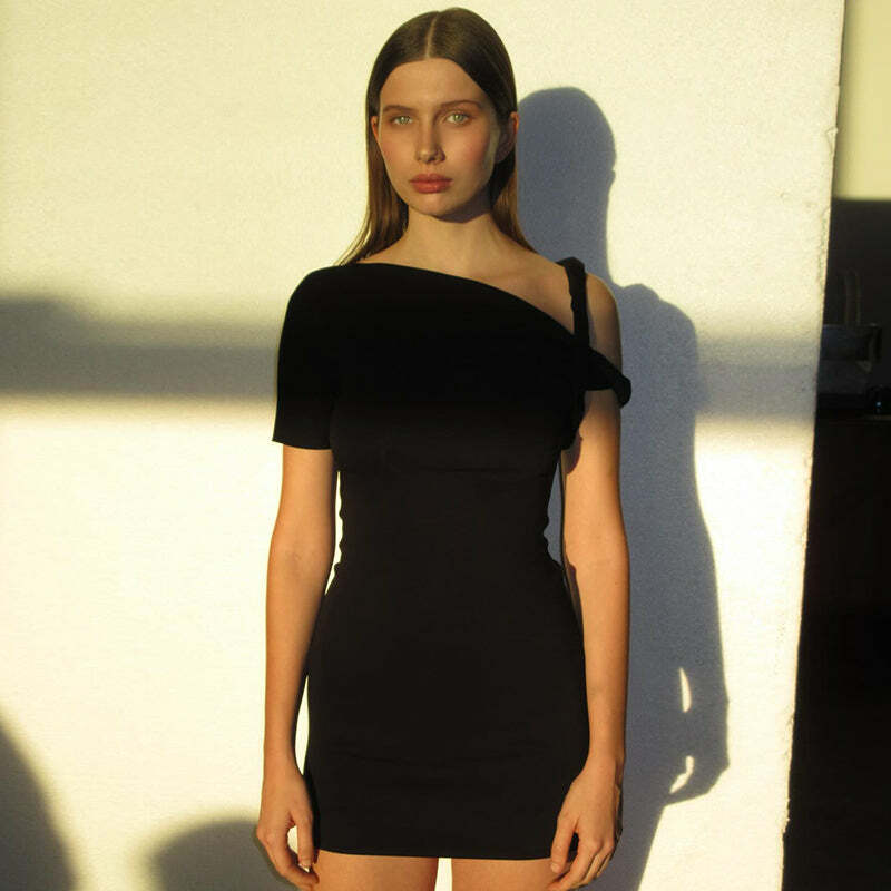 Jessa One Shoulder Mini Dress - Y2K Summer Outfit, 90s Fashion, Grunge, Retro Style, Y2K Party Look