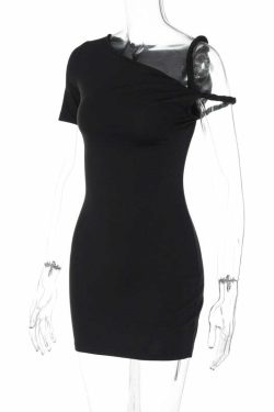 Jessa One Shoulder Mini Dress - Y2K Summer Outfit, 90s Fashion, Grunge, Retro Style, Y2K Party Look