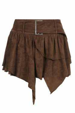 Jesse Multi Layer Y2K Retro Mini Skirt with Belt - 90s Grunge, Pastel Goth, Summer Outfits