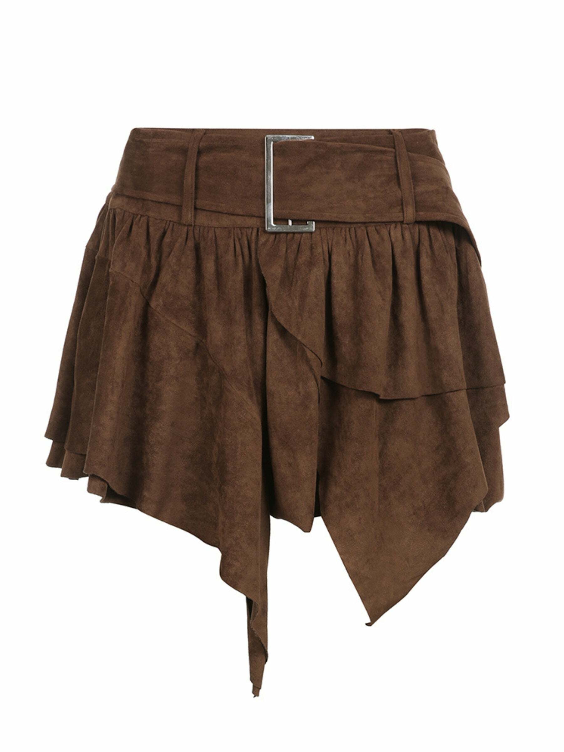 Jesse Multi Layer Y2K Retro Mini Skirt with Belt - 90s Grunge, Pastel Goth, Summer Outfits