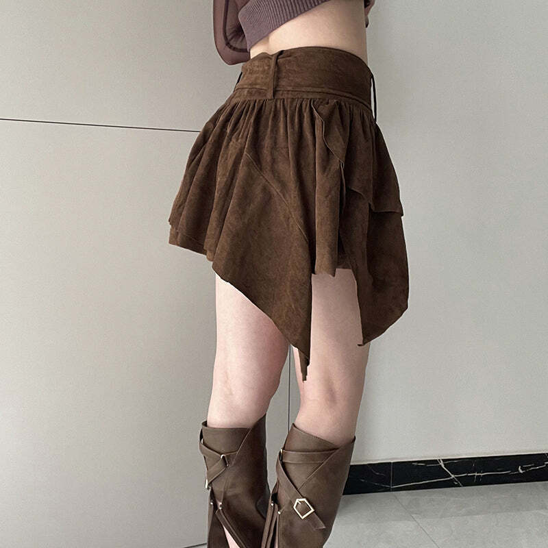 Jesse Multi Layer Y2K Retro Mini Skirt with Belt - 90s Grunge, Pastel Goth, Summer Outfits