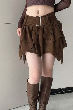 Jesse Multi Layer Y2K Retro Mini Skirt with Belt - 90s Grunge, Pastel Goth, Summer Outfits
