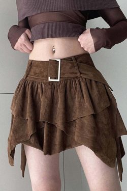 Jesse Multi Layer Y2K Retro Mini Skirt with Belt - 90s Grunge, Pastel Goth, Summer Outfits