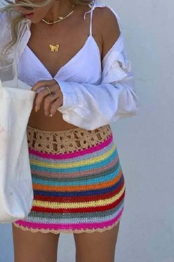 Jessia Y2K Crochet Mini Skirt - 90s Grunge, Retro Summer Outfit, Pastel Goth, Y2K Fashion