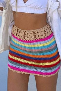 Jessia Y2K Crochet Mini Skirt - 90s Grunge, Retro Summer Outfit, Pastel Goth, Y2K Fashion