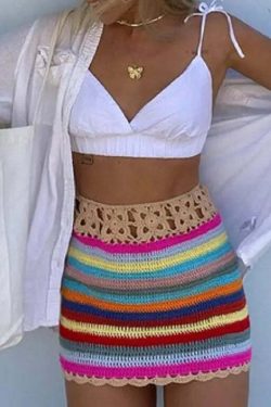 Jessia Y2K Crochet Mini Skirt - 90s Grunge, Retro Summer Outfit, Pastel Goth, Y2K Fashion