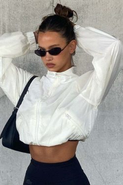 Joan Turtleneck Crop Jacket - Y2K Summer Grunge, 90s Retro, Pastel Goth, Y2K Club Outfits