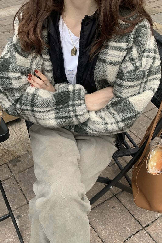 Joana Wool Bomber Jacket - Y2K Summer Grunge, 90s Retro, Pastel Goth, Y2K Party & Club Out