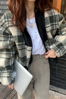 Joana Wool Bomber Jacket - Y2K Summer Grunge, 90s Retro, Pastel Goth, Y2K Party & Club Out